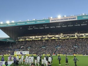 Players walk out at Elland Road in Leeds United vs Manchester City